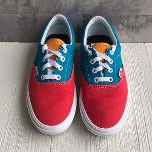 VANS Comfycush Era Multi Block Multicolor/True White Shoes Women’s 6.5